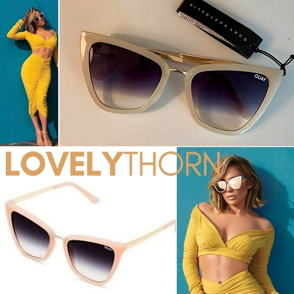 QUAY // ltd ed JLo collab creamy nude frame black/blue fade cateye full or mini - Picture 3 of 16